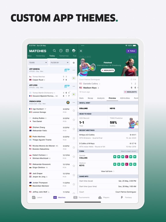 TNNS: Tennis Live Scores iPad screenshot 4 - Sports app
