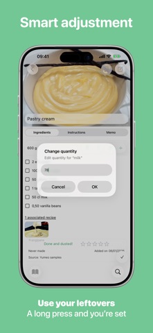Yumeo: private recipe cookbook iPhone screenshot