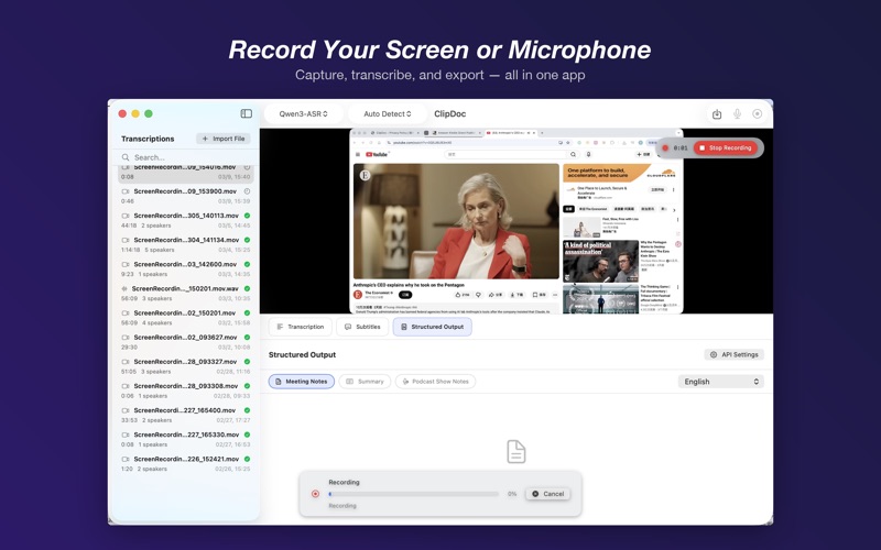 ClipDoc - Transcription Tool screenshot