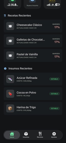Recetas&CostosPlus iPhone screenshot