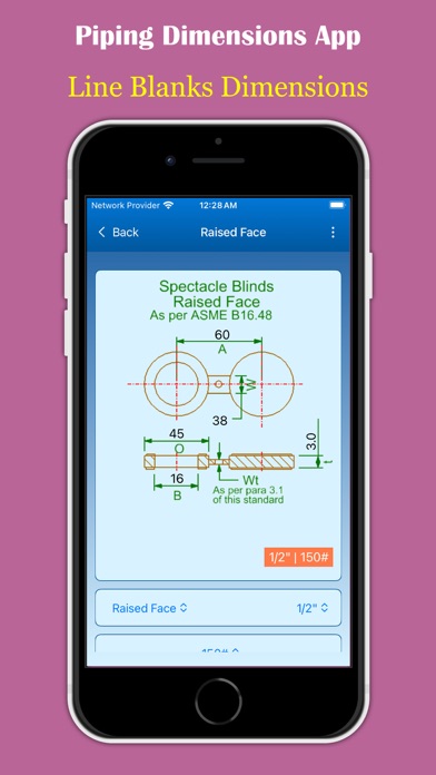 Piping Dimensions App Screenshot