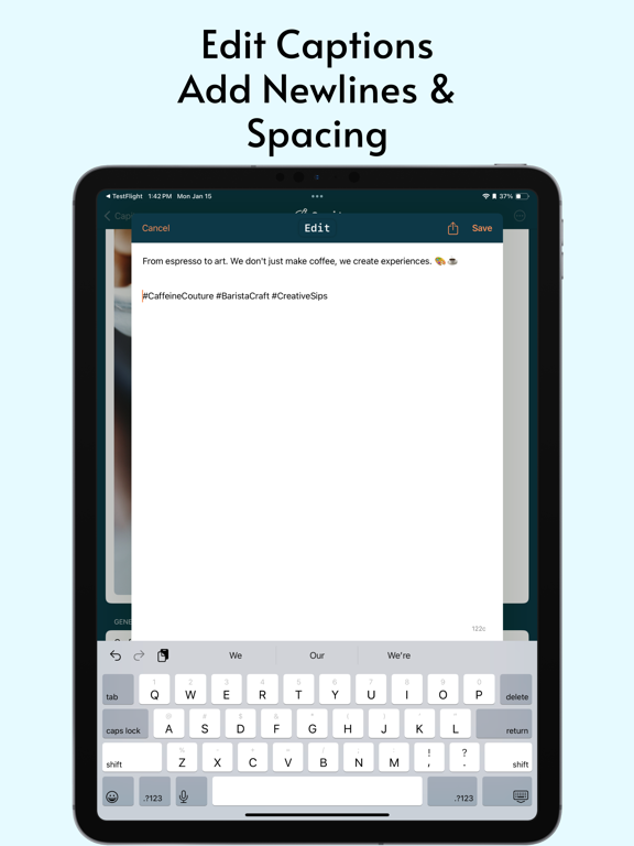 Capit AI Image Captions iPad screenshot 4 - Social Networking app