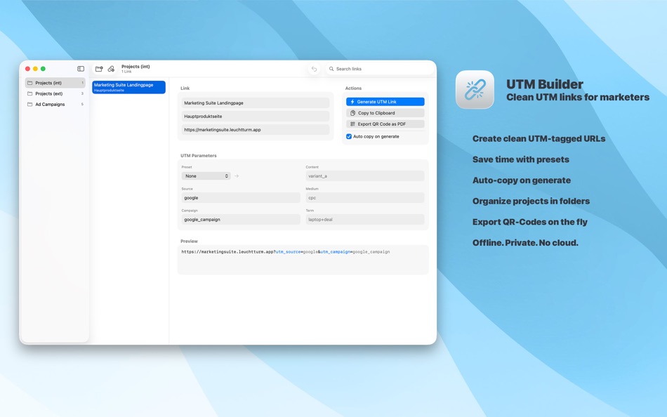 #1. UTM Builder (macOS) Göre: Christian Ruppelt