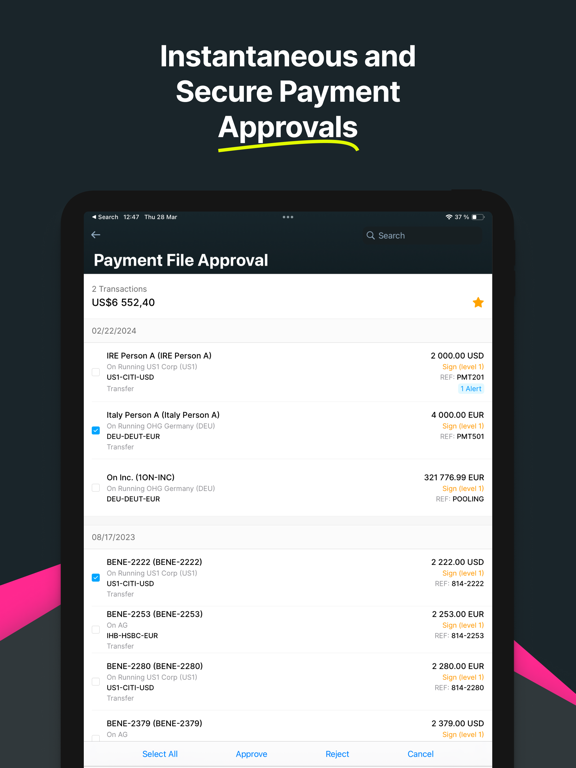 Kyriba iPad screenshot 3 - Business app
