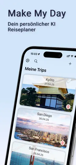 Screenshot von Make My Day: KI Reiseplaner auf dem iPhone 1