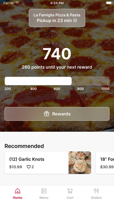 La Famiglia Pizza & Pasta iPhone screenshot 1 - Food & Drink app