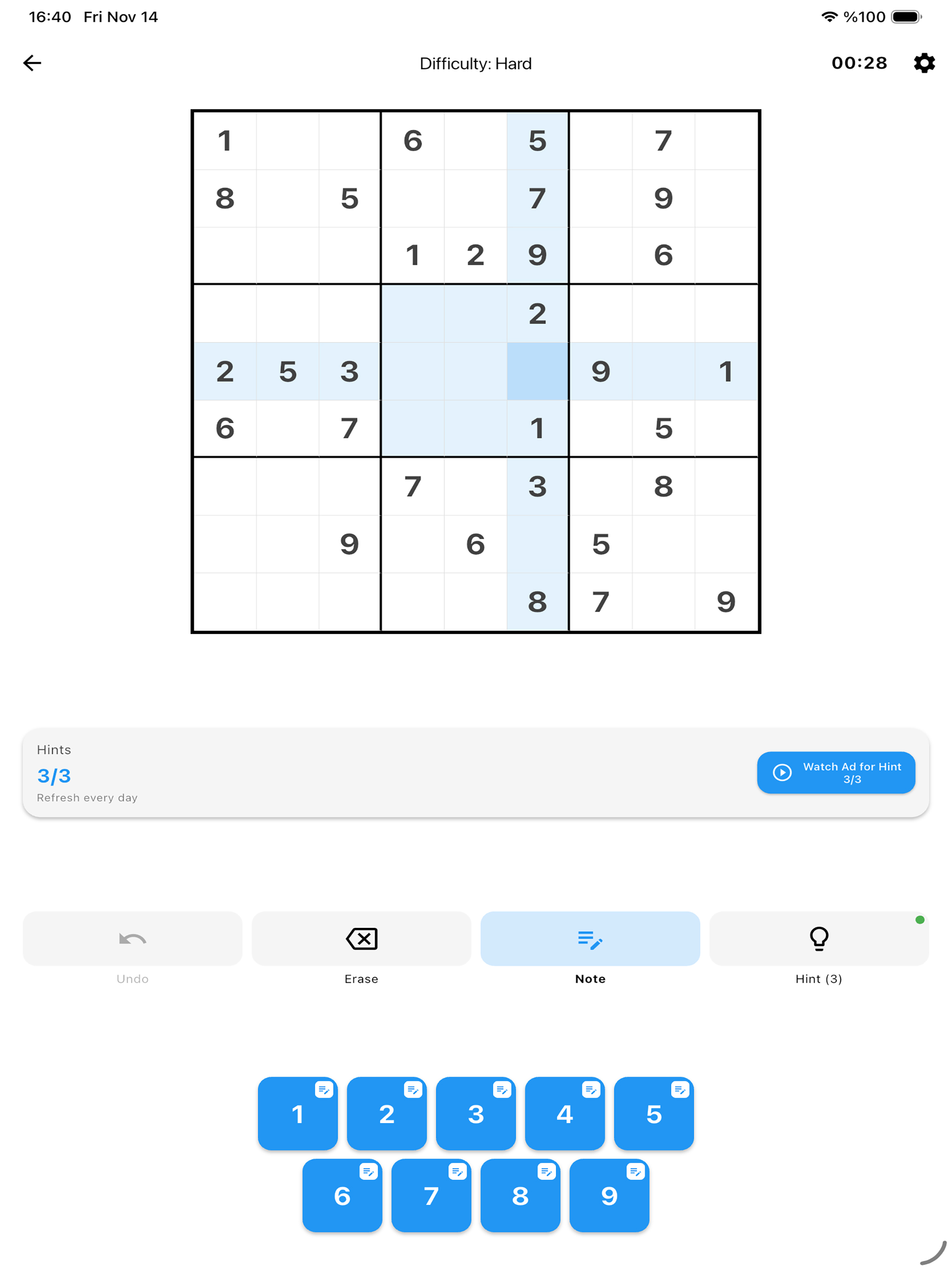 Sudoku Classic Number Puzzle