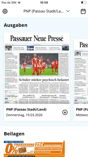 Screenshot von PNP EPaper auf dem iPhone 1