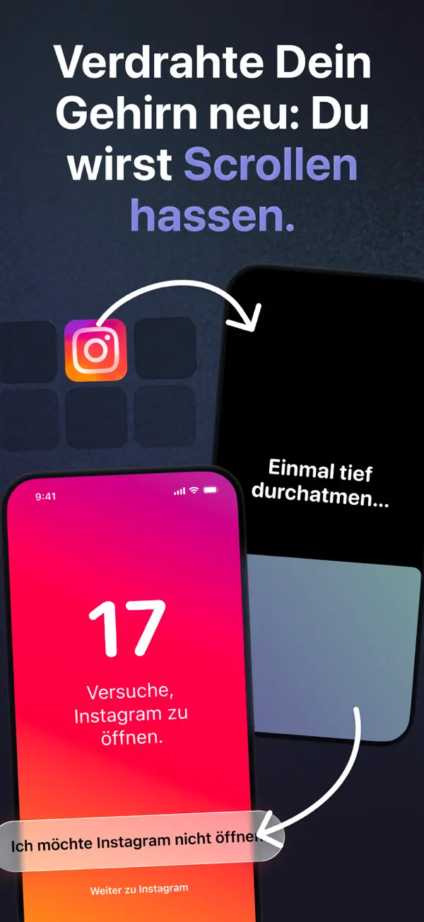 one sec | App Zeitlimit Sperre iPhone App Screenshot 2 – Produktivität