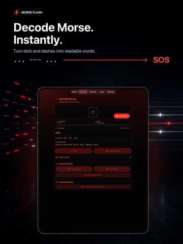 Morse Flash - Code Decoder iPad screenshot