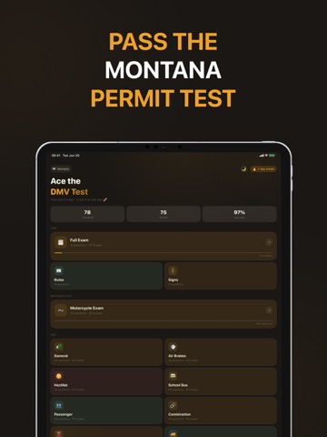 Montana DMV Permit Test 2026 iPad screenshot
