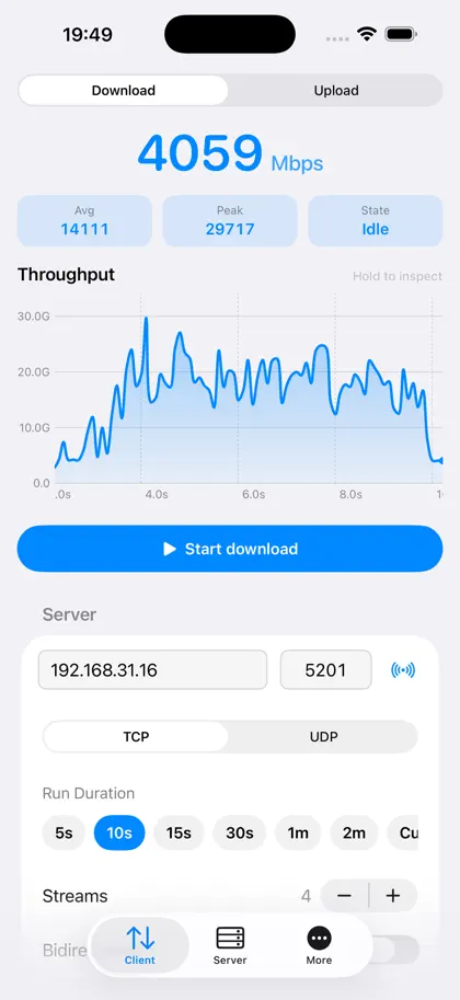 Screenshot 3 di 5 di iperf3 - Network Tools