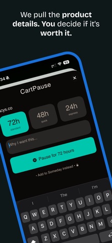 CartPause: Stop Impulse Buys iPhone screenshot