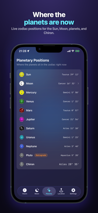Planetary Hours & Moon Phase Screenshot 4 of 10