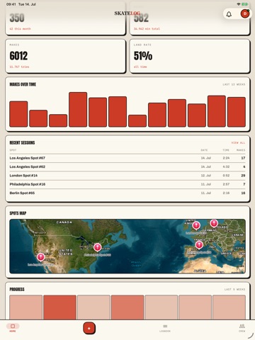 SkateLog iPad screenshot