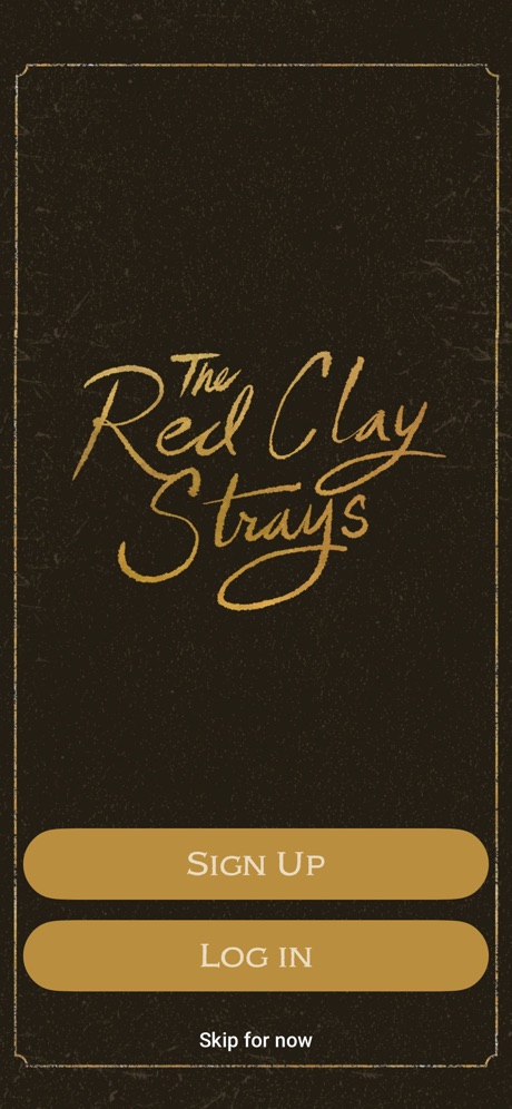 The Red Clay Strays App Store screenshot 1, no headline. Serif headline.