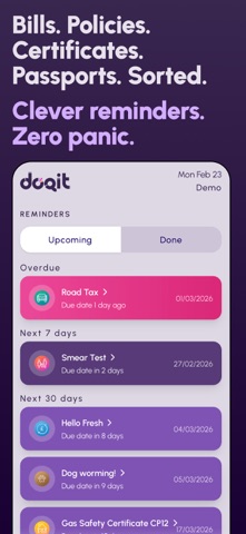 DOQIT - Life Admin, Organised iPhone screenshot