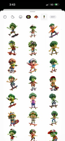 Skater Broccoli Stickers screenshot