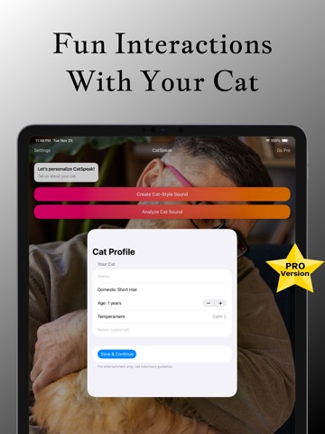 Cat Sound Translator Meow Chat iPad screenshot