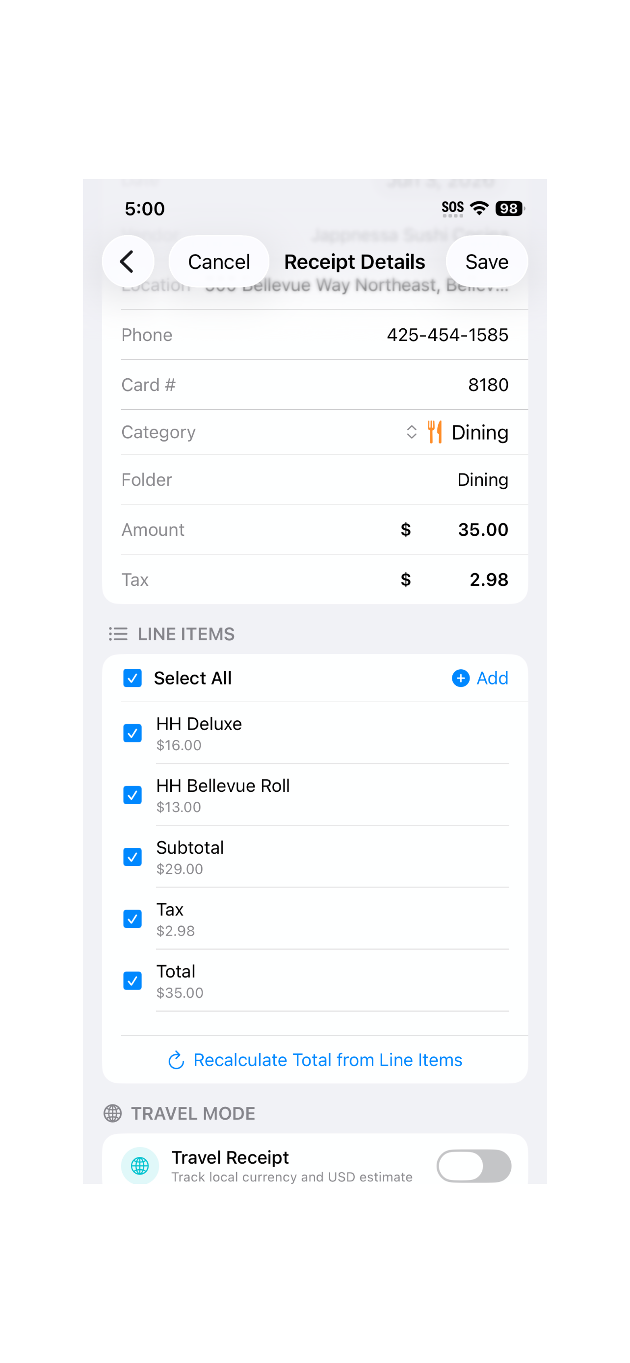 Receipt Savior - Save Receipts