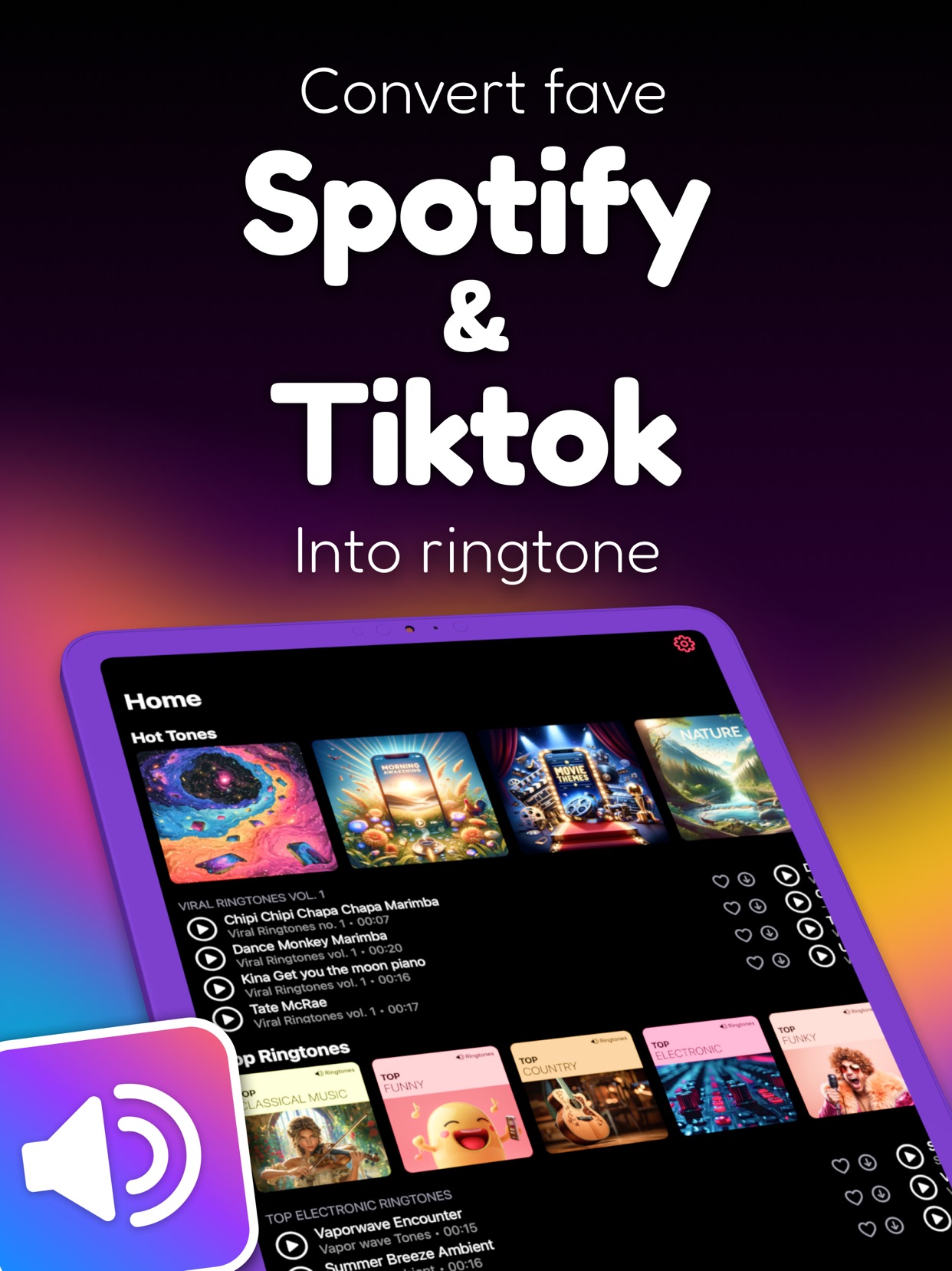Convert fave Spotify & Tiktok Into ringtone