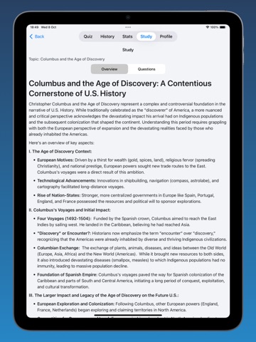 US History: Quiz iPad screenshot
