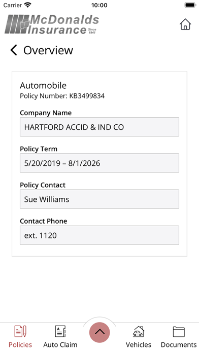 McDonalds Insurance Screenshot