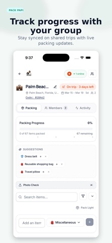 Pack Papi: AI Packing List screenshot