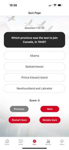 Canada Citizenship Test 2026 screenshot