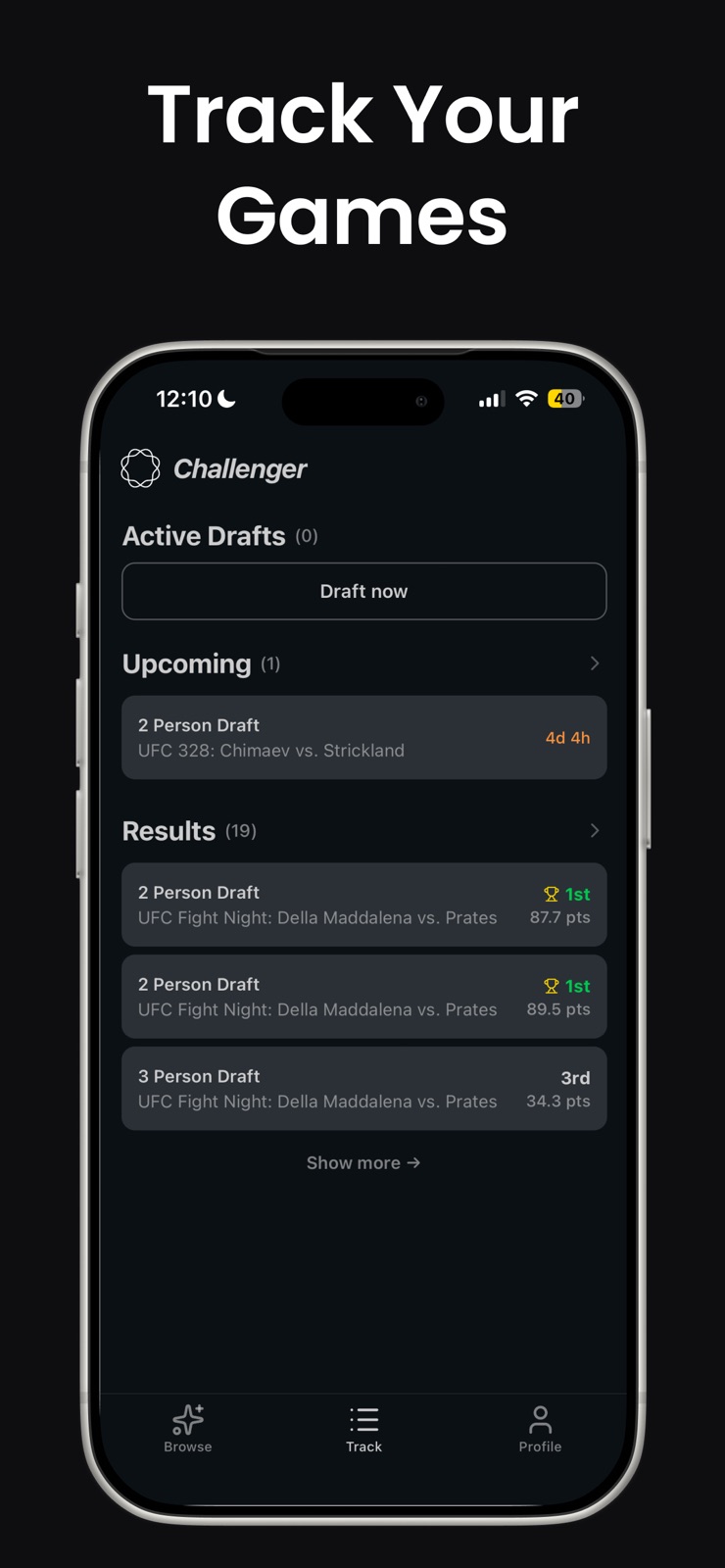Challenger Fantasy Sports iphone screenshot 2