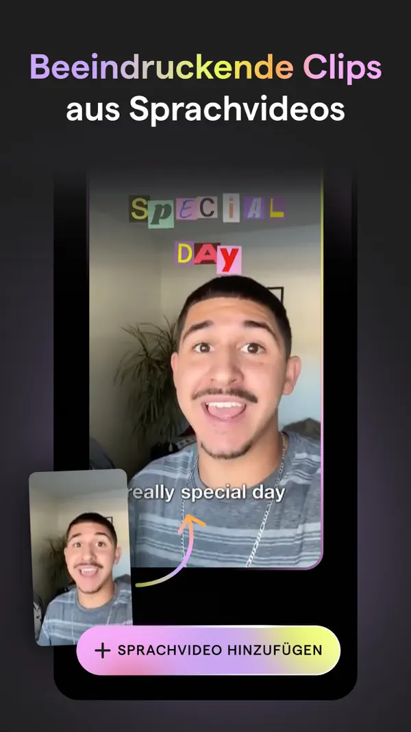 Mojo: KI Video & Reels Editor iPhone App Screenshot 2 – Foto & Video
