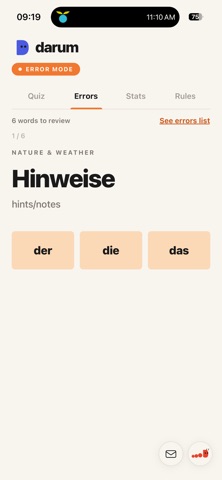darum: learn German articles iPhone screenshot