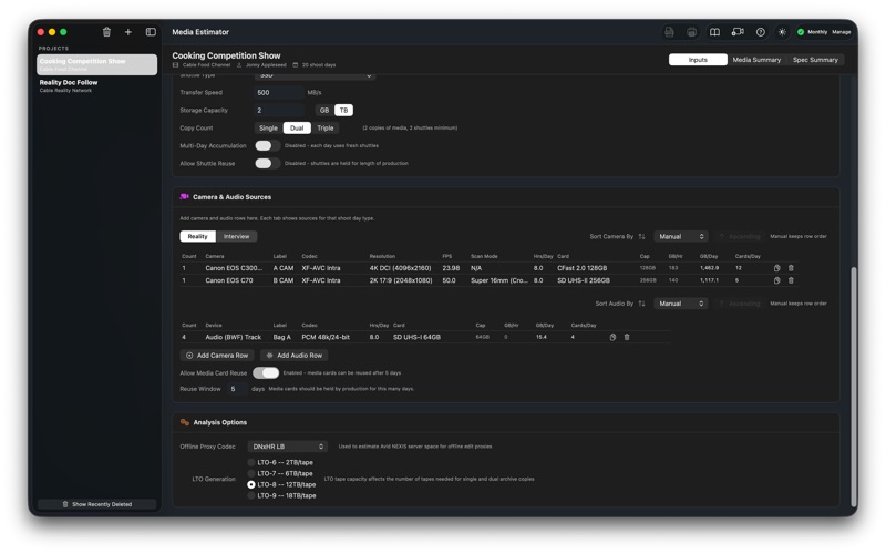 Media Estimator screenshot