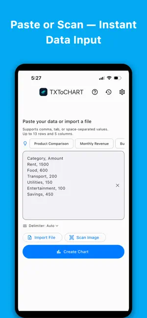 TXToCHART – Text to Charts screenshot 1