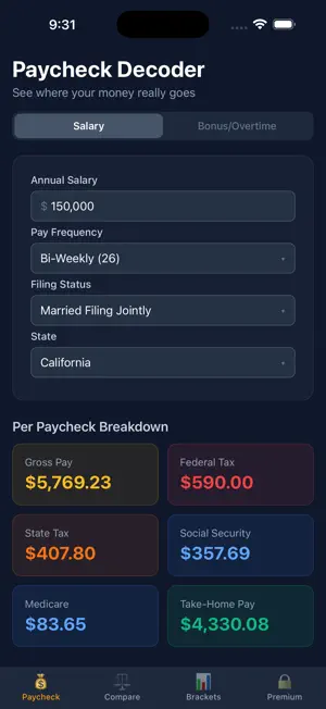 Paycheck & Tax Calculator screenshot 1