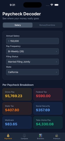 Paycheck & Tax Calculator Screenshot 1 of 7