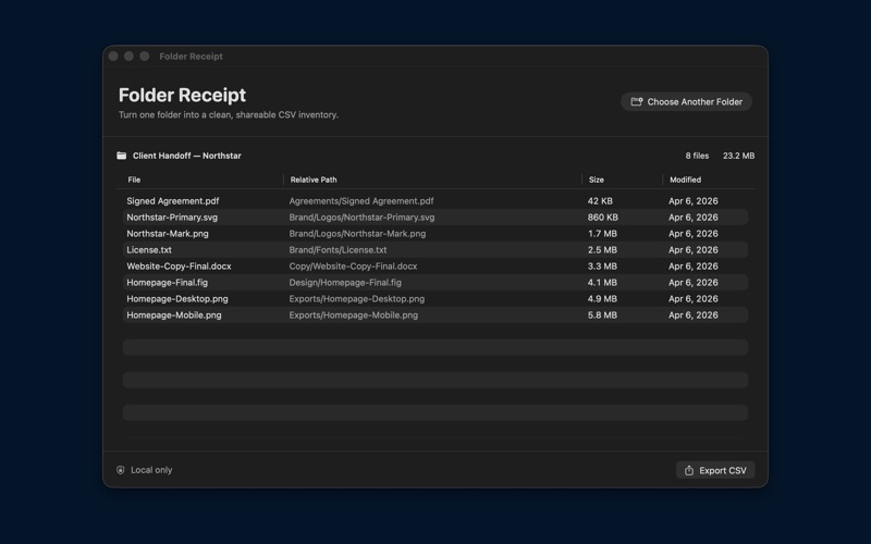 Folder Receipt iPhone screenshot