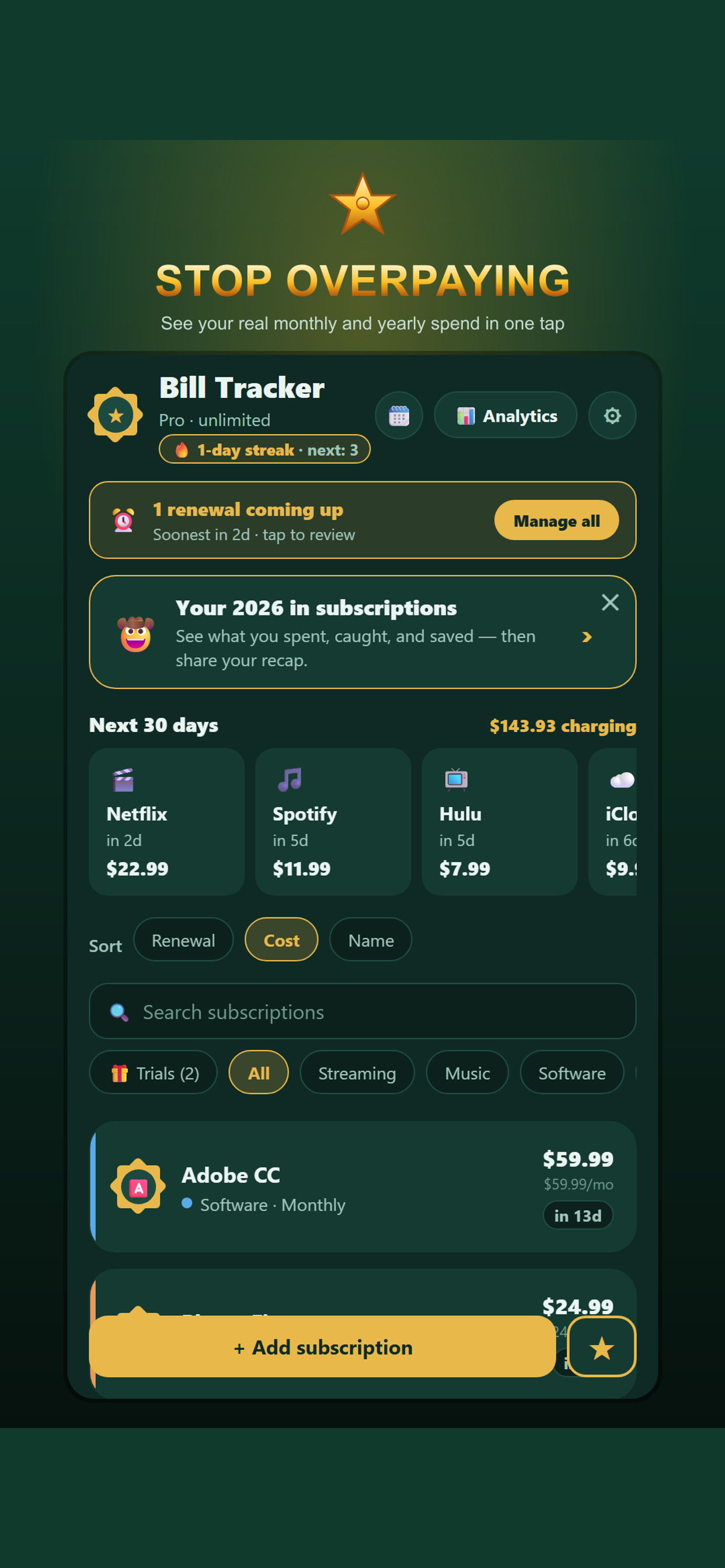 Subscription Tracker: No Bank screenshot 2