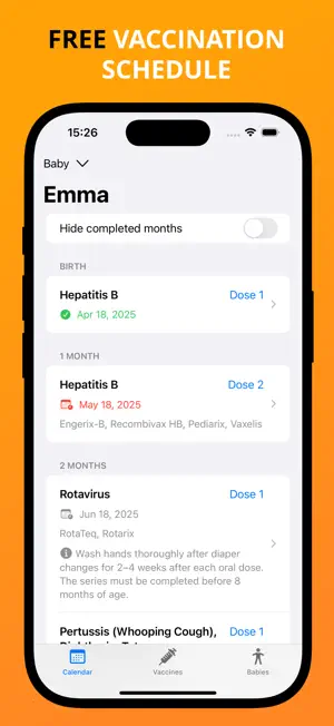 Baby Vaccination Tracker & Log screenshot 1