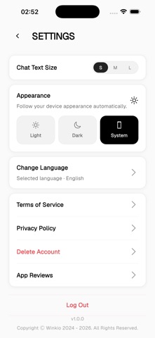 Winkio iPhone screenshot