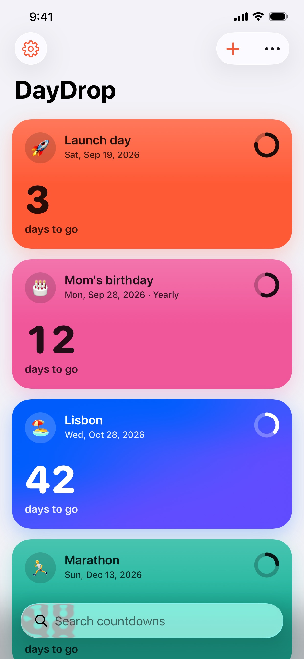 Screenshot 1 of DayDrop – Count the Days