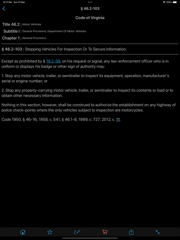 Code of Virginia (VA Laws) iPad screenshot 7 - Reference app