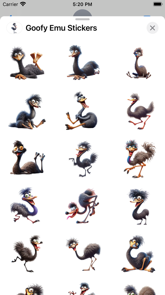 #2. Goofy Emu Stickers (iOS) Podle: Paul Scott