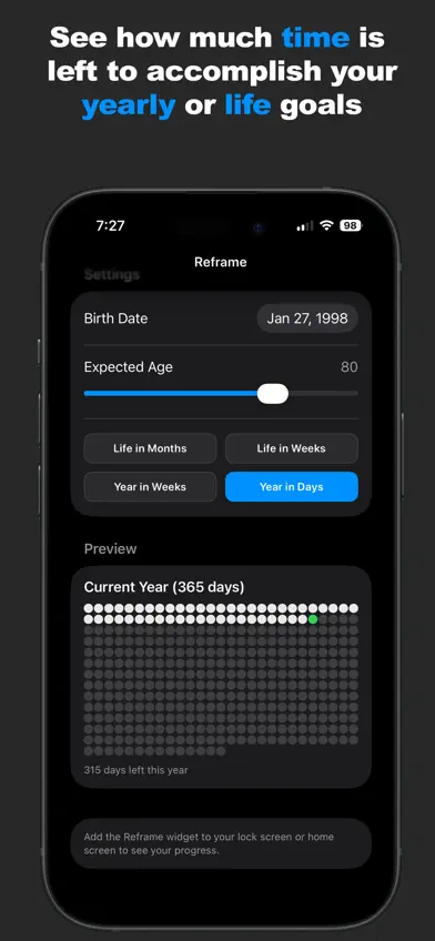 Reframe: Life Weeks screenshot 2