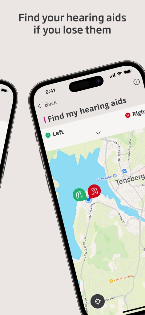 Oticon Companion - This tool assists users in locating misplaced devices by presenting hearing aid location markers on an interactive map for quick and easy retrieval.