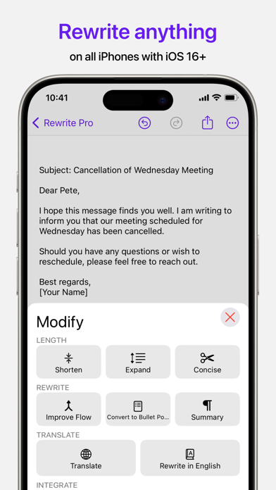 Screenshot #1 pour Rewrite Pro: AI Text Editor
