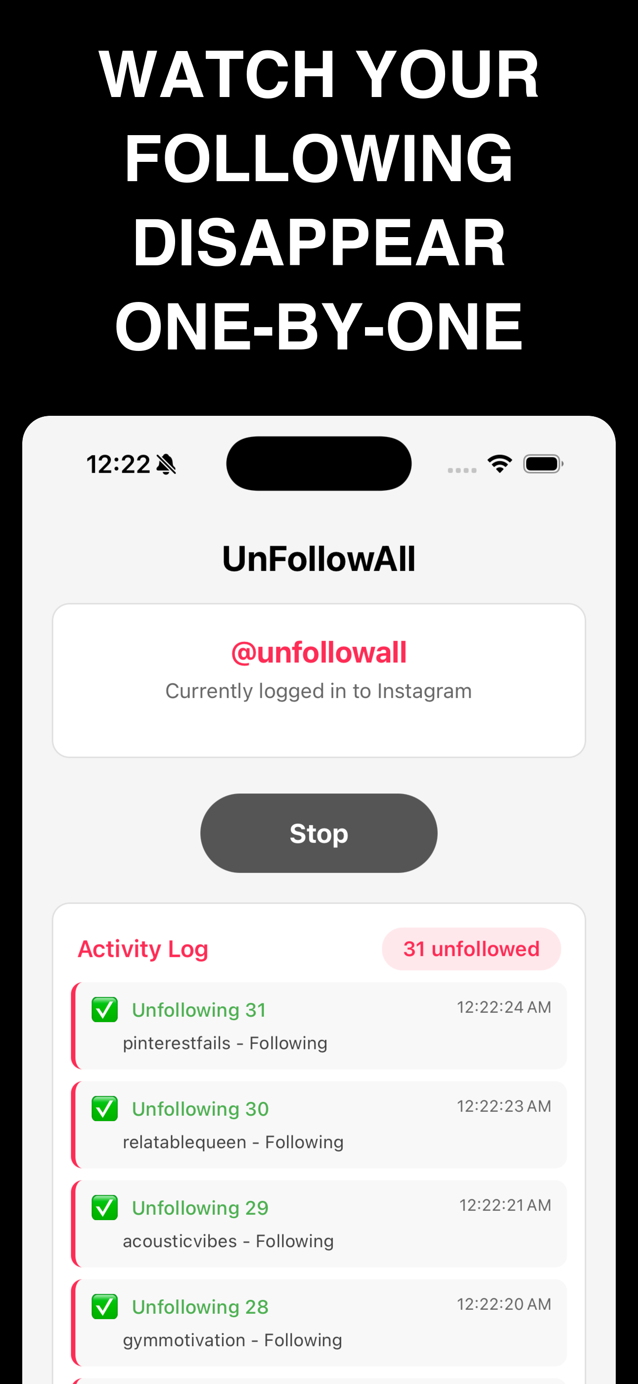 UnFollowAll for Instagram