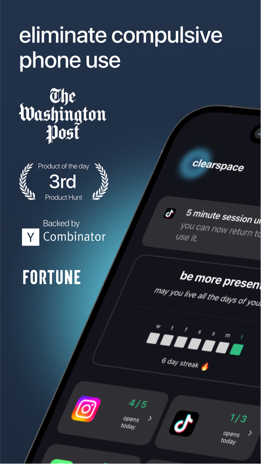 #1. ClearSpace: Reduce Screen Time (iOS) Por: clearspace