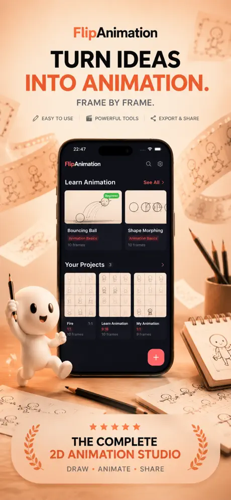 Flip Animation: Draw a Clip 2D 逐帧动画创作工具应用截图