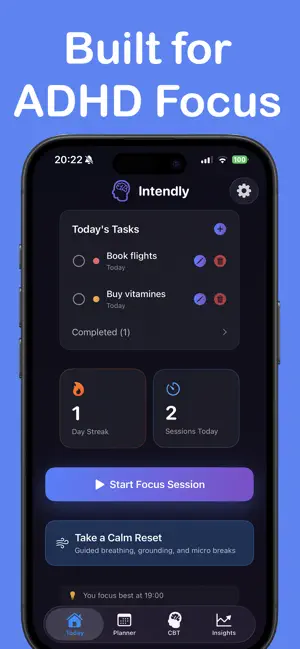 Intendly: ADHD Focus Helper screenshot 1